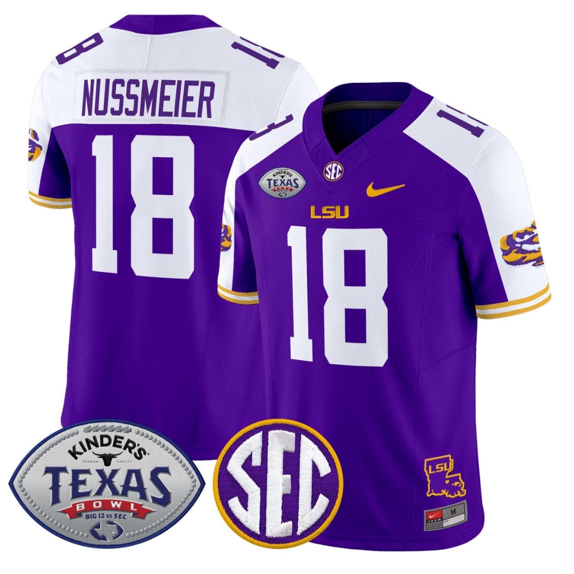 Garrett Nussmeier Jersey #18 LSU Tigers 2025 Texas Bowl Vapor Stitched - Image 3