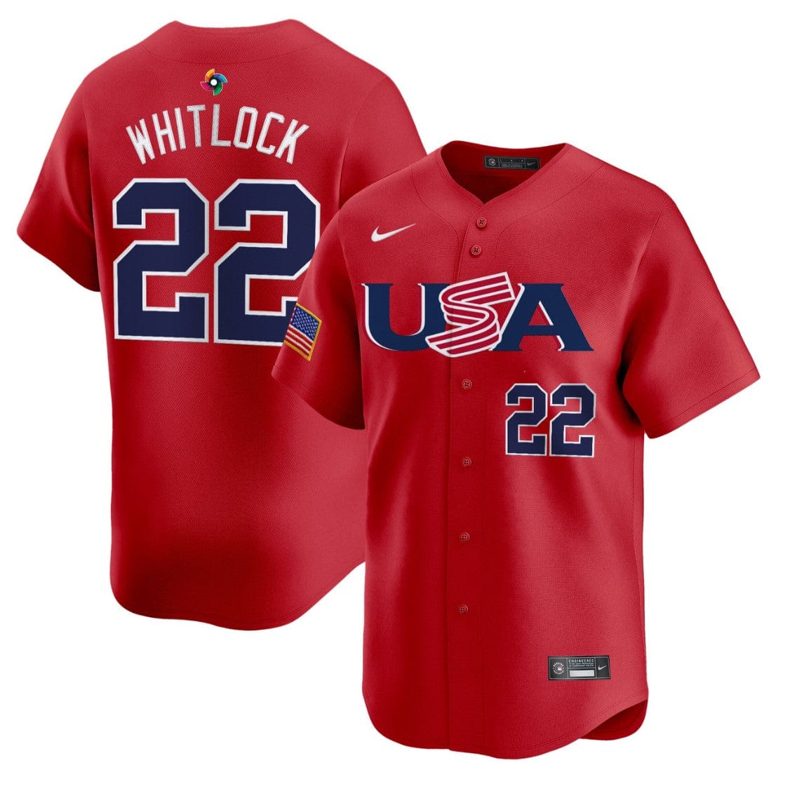 Alternative view of Garrett Whitlock Jersey #22 Projected Team USA World Baseball Classic 2023 Style 2026 Roster