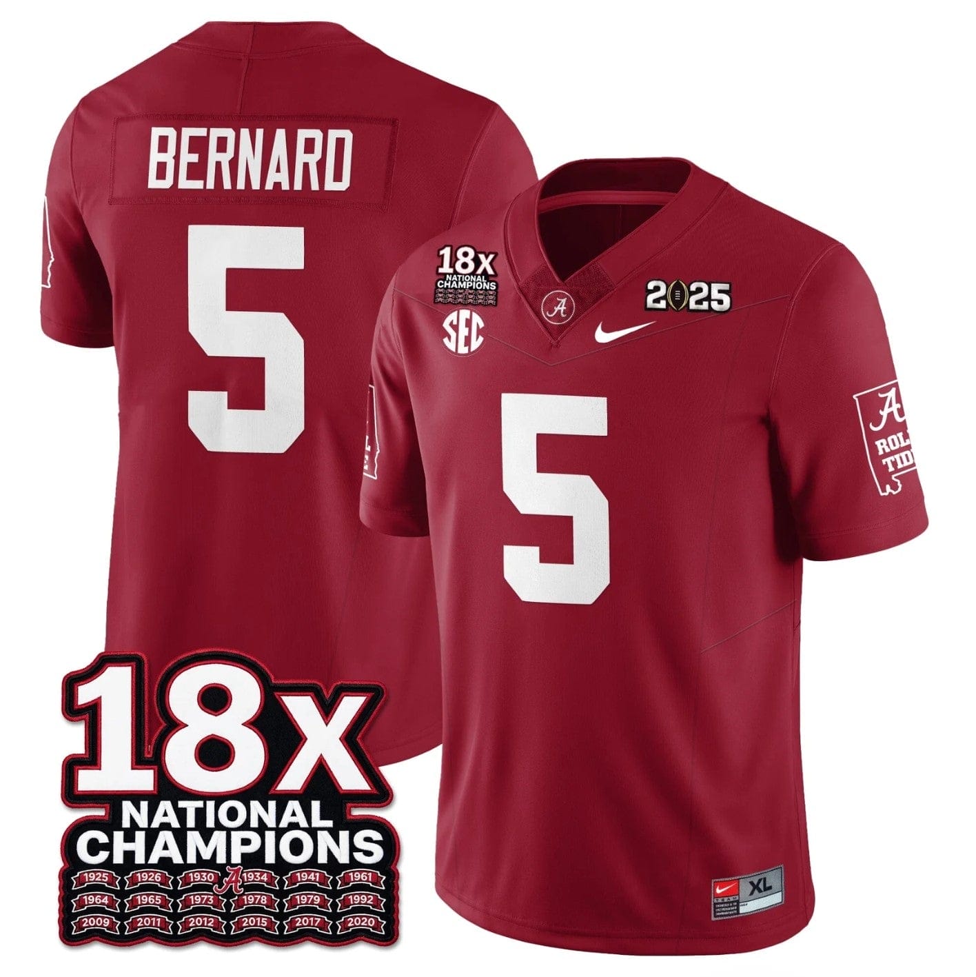 Germie Bernard Jersey #5 Alabama Crimson 18x-Time National Champions - Image 4