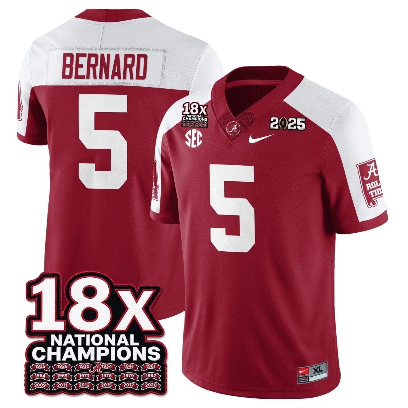 Germie Bernard Jersey #5 Alabama Crimson 18x-Time National Champions - Image 3