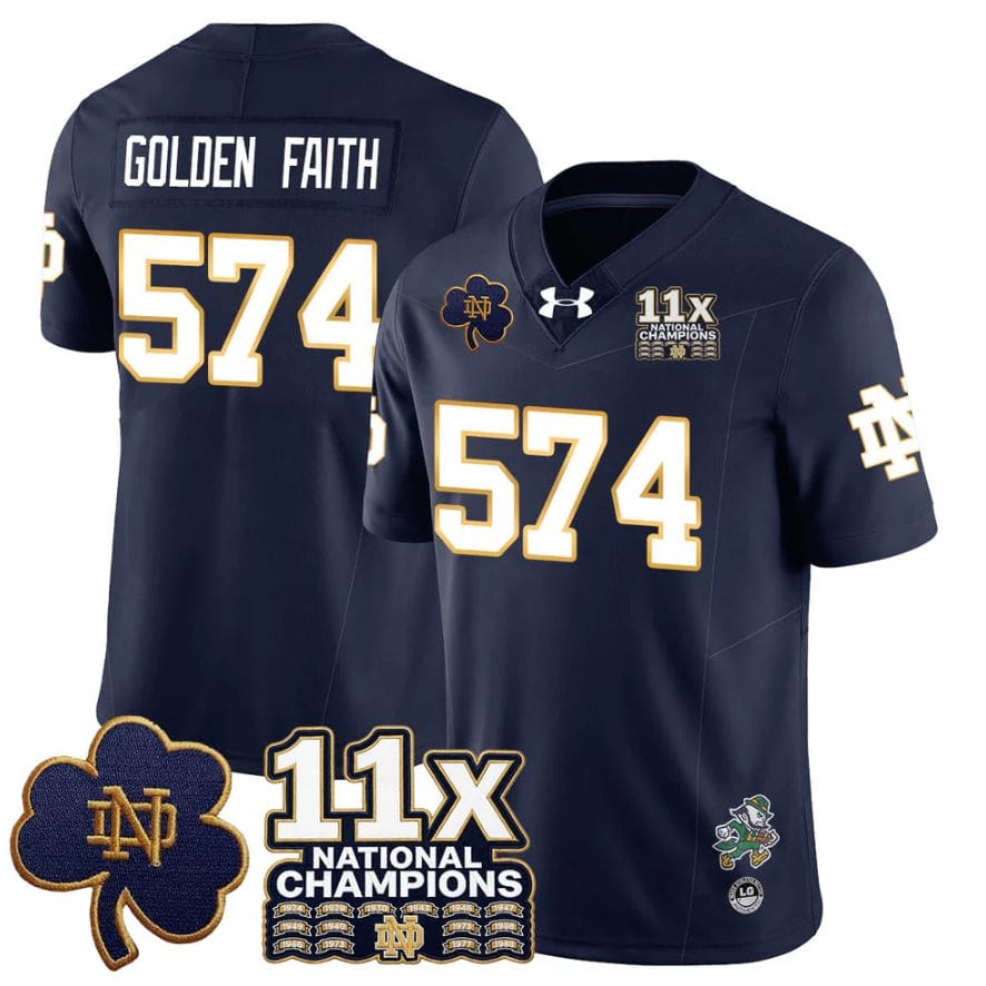 Golden Faith Jersey #574 Notre Dame 11x-Time National Champions Stitched - Image 4