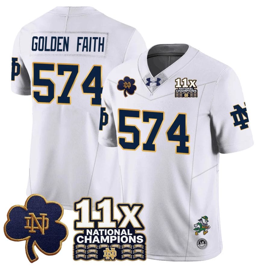 Golden Faith Jersey #574 Notre Dame 11x-Time National Champions Stitched - Image 5