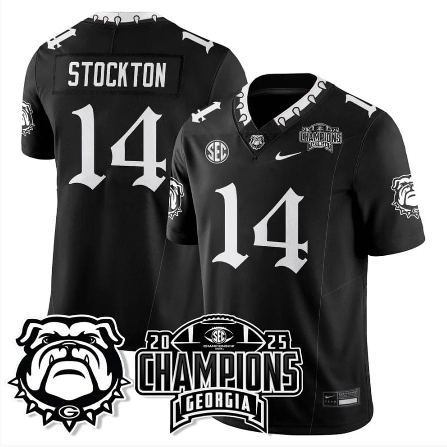 Alternative view of Gunner Stockton Jersey #14 Georgia Bulldogs Gothic SEC Football Champions