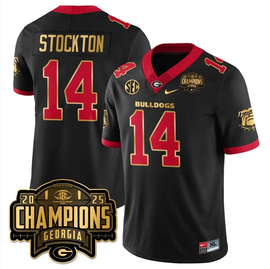 Alternative view of Gunner Stockton Jersey #14 Georgia Bulldogs SEC Champions Patch Stitched