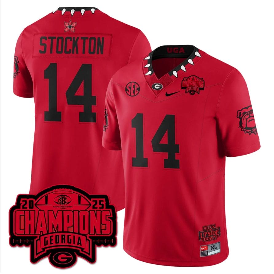 Gunner Stockton Jersey #14 Georgia Bulldogs Stranger Things SEC Champions Stitched - Image 3