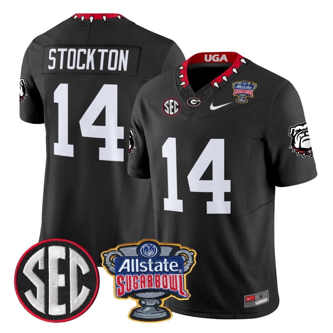 Alternative view of Gunner Stockton Jersey #14 Georgia Bulldogs Sugar Bowl Patch Stitched