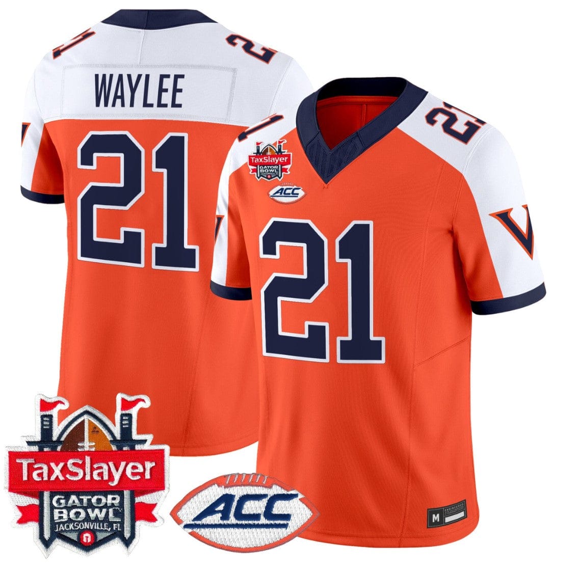Alternative view of Harrison Waylee Jersey #21 Virginia Cavaliers 1995 Throwbacks Gator Bowl Stitched