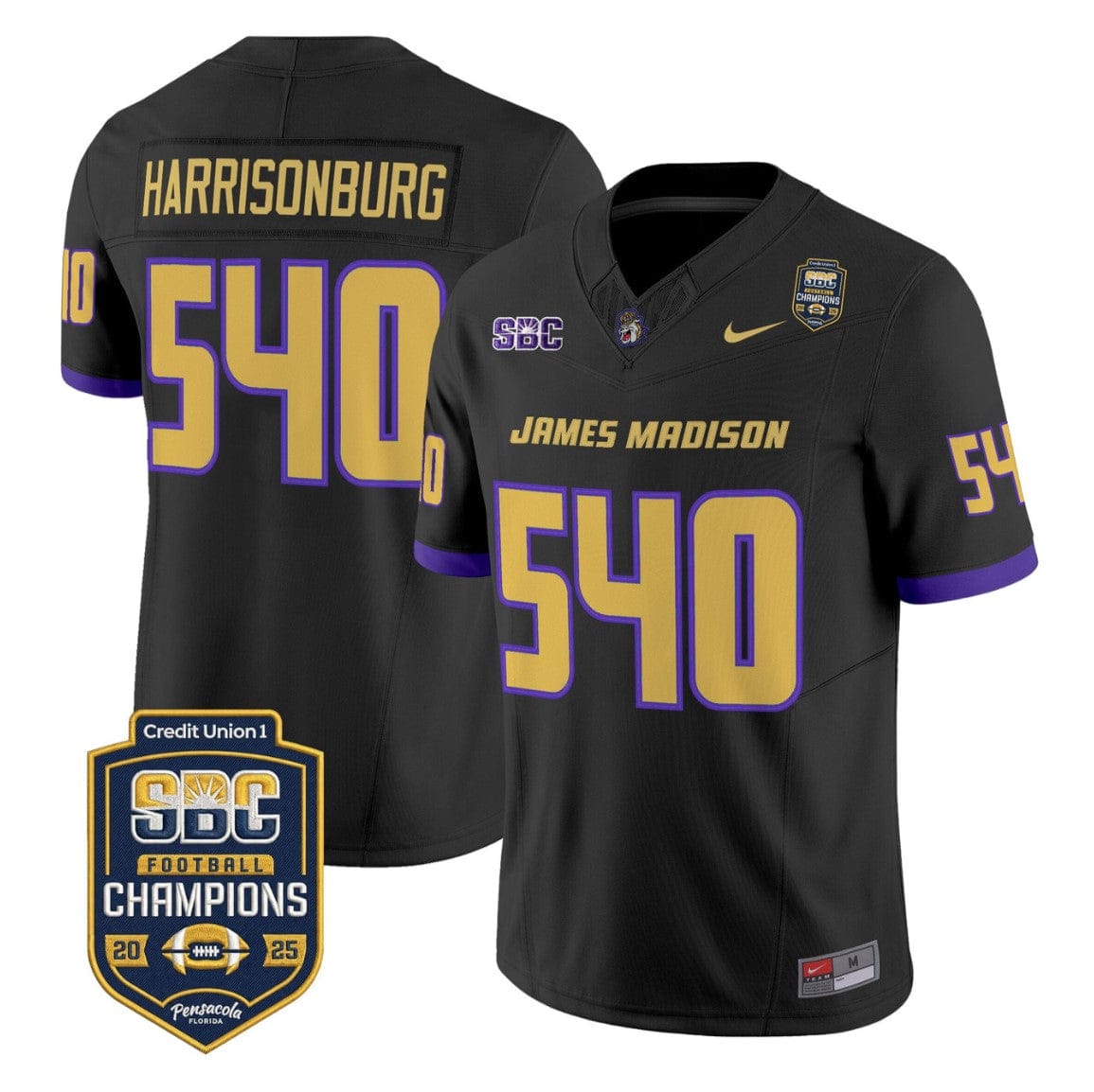 Alternative view of Harrisonburg Jersey #540 James Madison Dukes 2025 SBC Champions Stitched