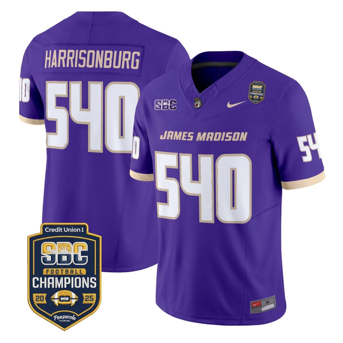 Harrisonburg Jersey #540 James Madison Dukes 2025 SBC Champions Stitched - Image 4