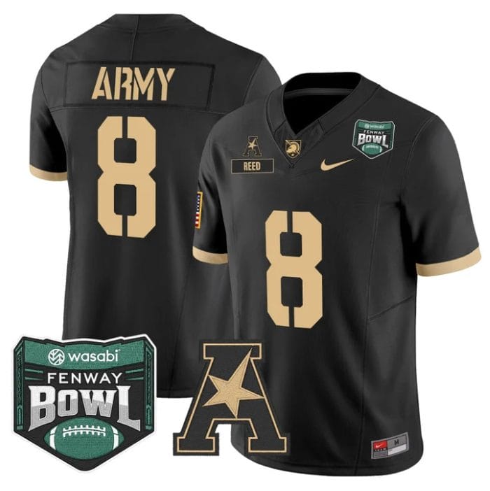 Alternative view of Hayden Reed Jersey #8 Army Black Knights 2025 Fenway Bowl Stitched