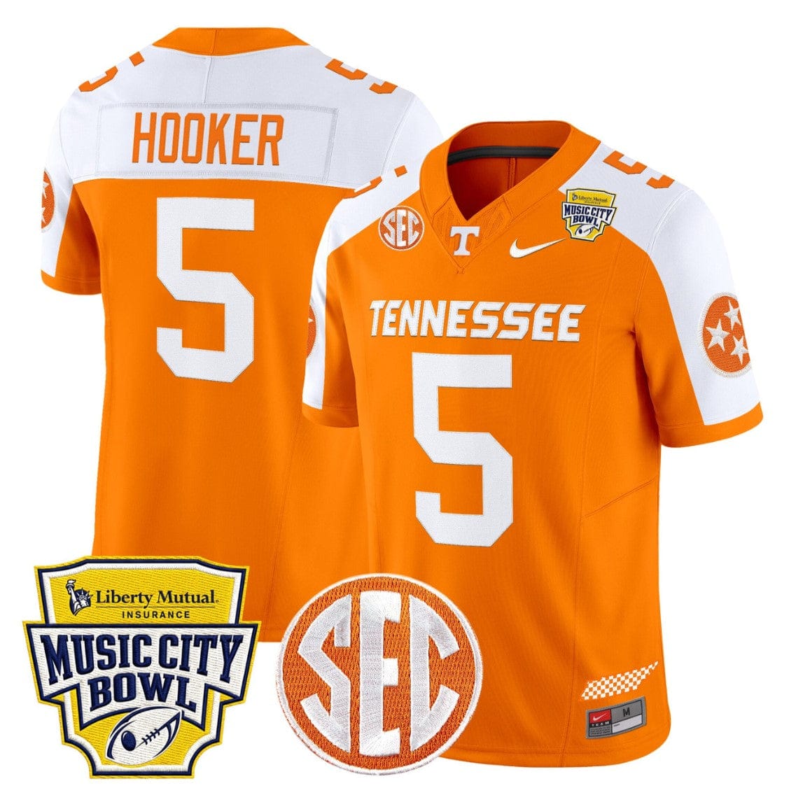 Alternative view of Hendon Hooker Jersey #5 Tennessee Vols 2025 Music City Bowl Stitched