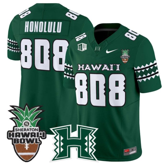Honolulu Jersey #808 Hawai'i Rainbow Warriors 2025 Hawai'i Bowl Stitched - Image 3