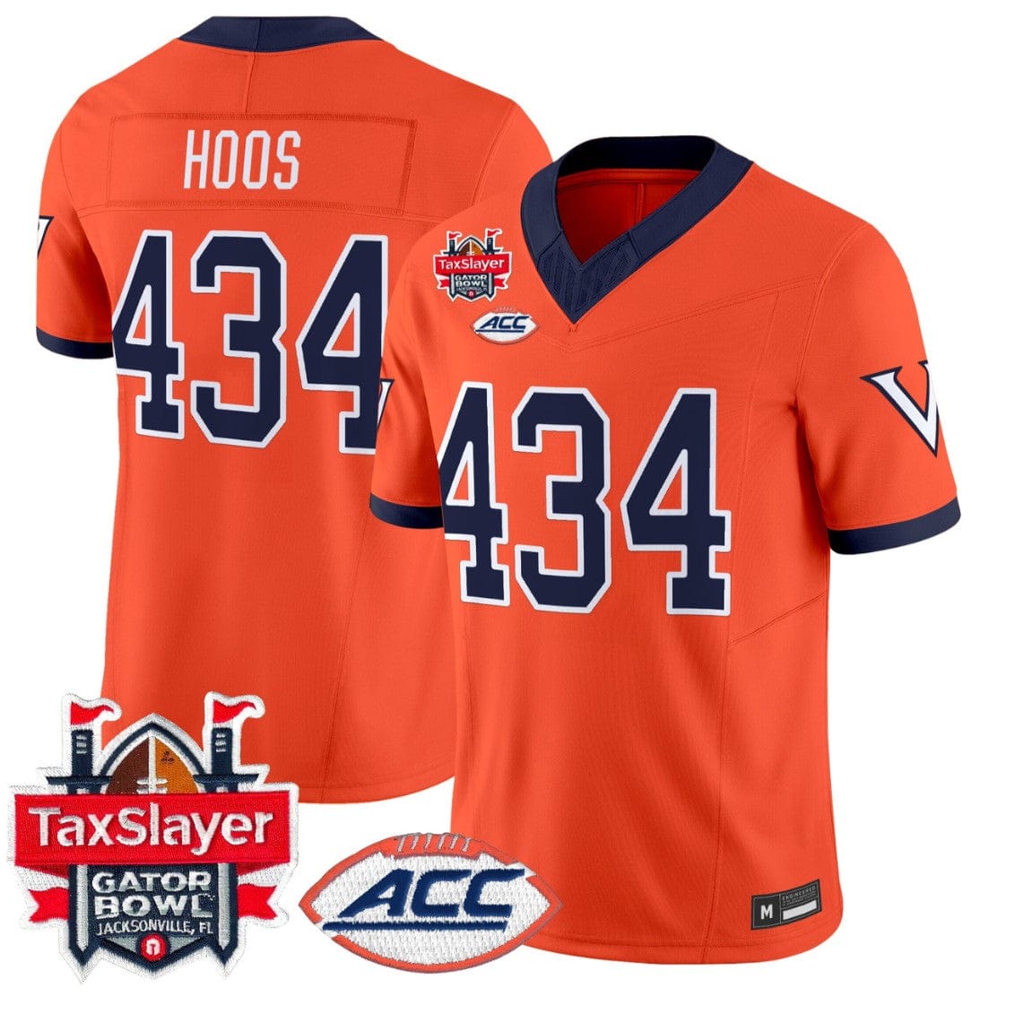 Hoos Jersey #434 Virginia Cavaliers 1995 Throwbacks Gator Bowl Stitched - Image 3