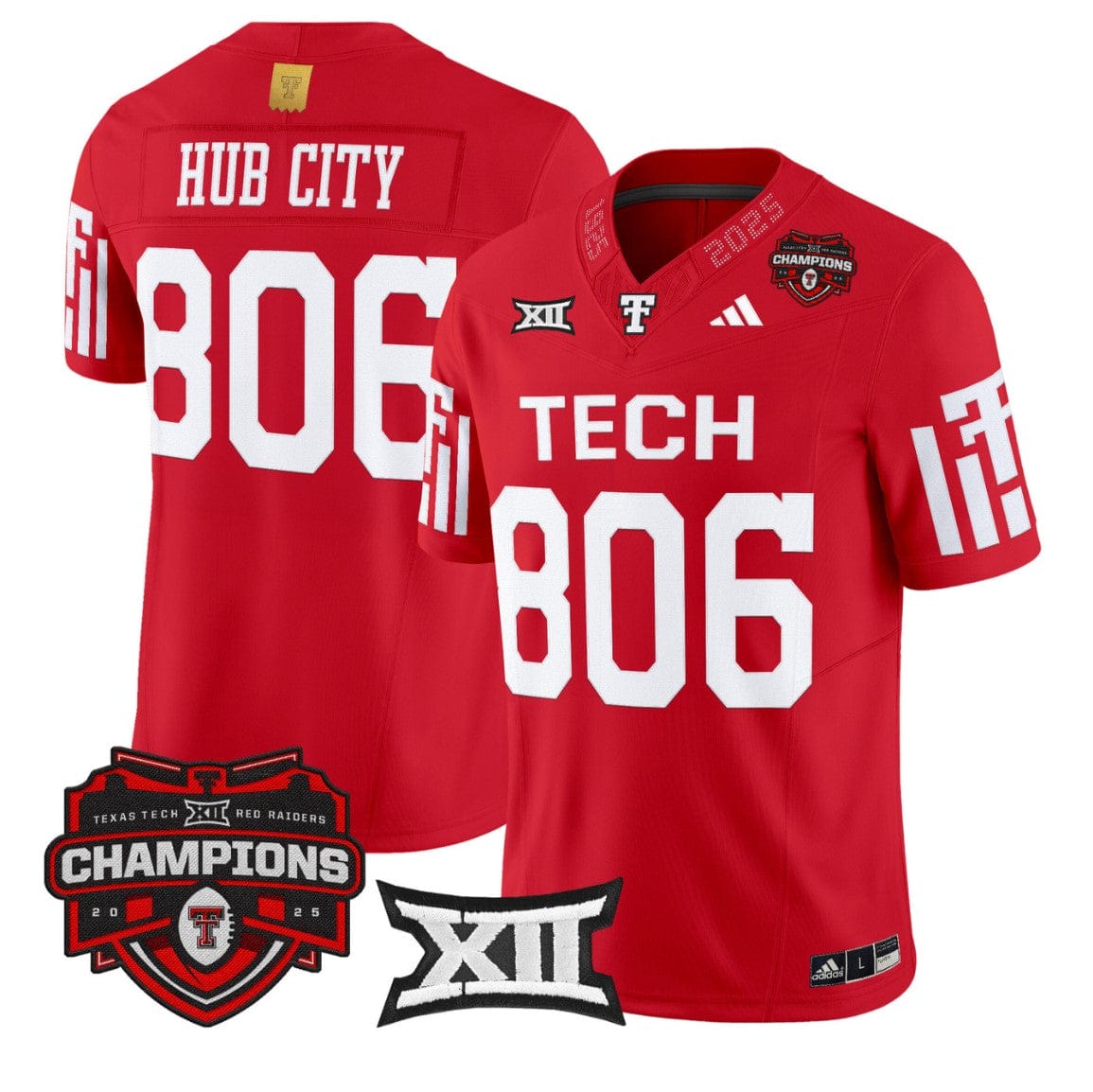 Alternative view of Hub City Jersey #806 Texas Tech 2025 Big 12 Champions Stitched