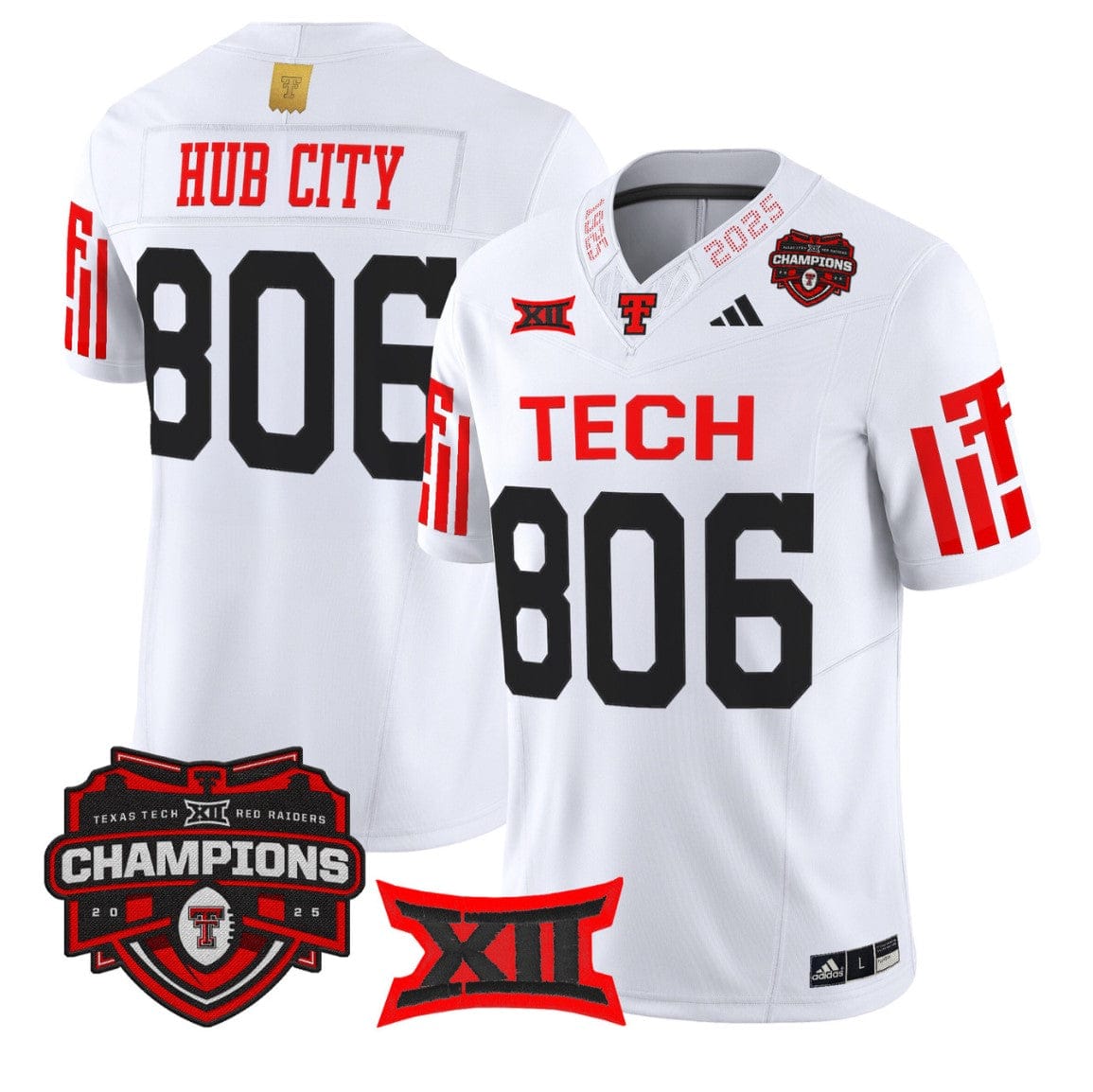 Hub City Jersey #806 Texas Tech 2025 Big 12 Champions Stitched - Image 3