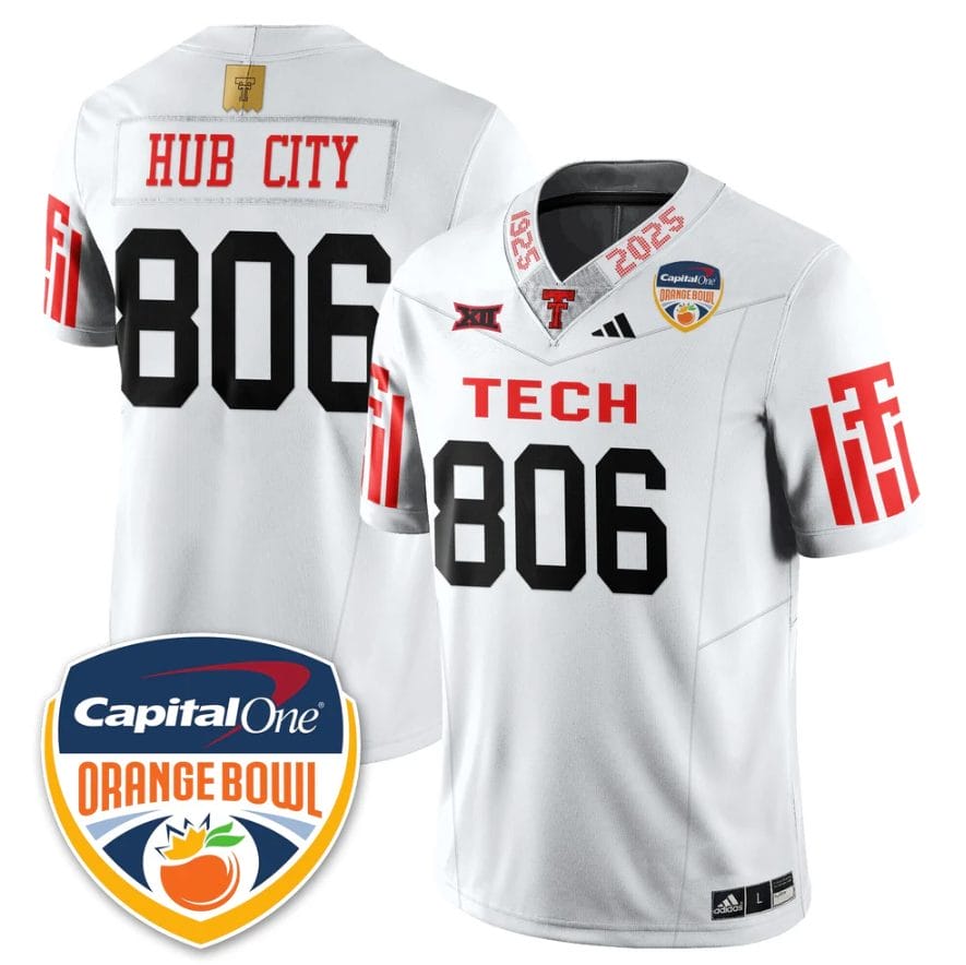 Hub City Jersey #806 Texas Tech Red Raiders Orange Bowl Stitched - Image 3