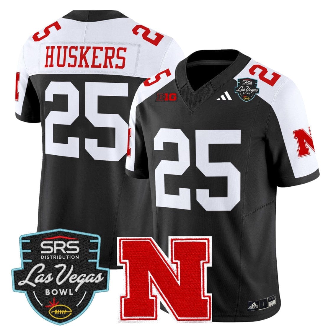 Alternative view of Huskers Jersey #25 Nebraska Cornhuskers 2025 Las Vegas Bowl Stitched