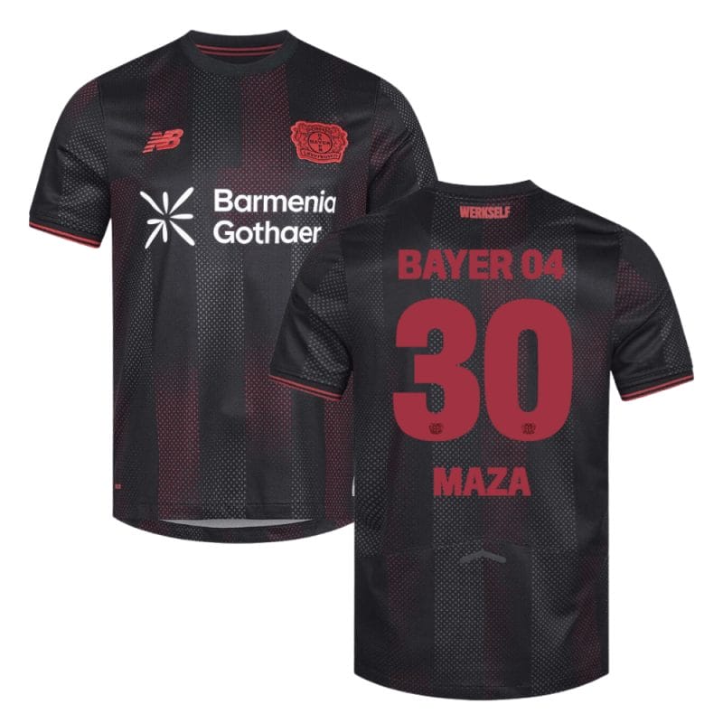 Ibrahim Maza 30 Leverkusen 2025-26 Home Match Jersey – Black