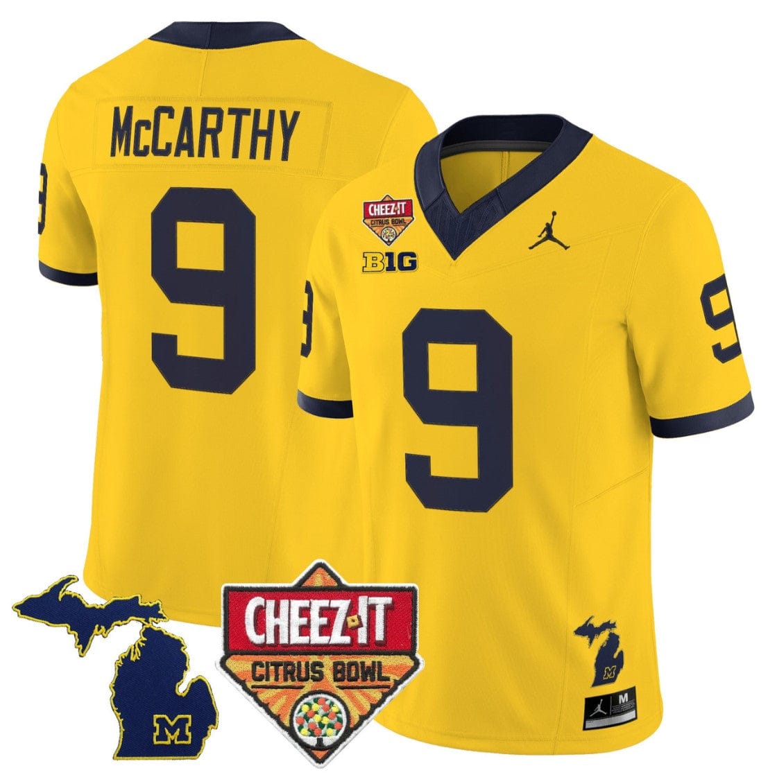 Alternative view of J.J. McCarthy Jersey #9 Michigan Wolverines 2025 Cheez-It Citrus Bowl