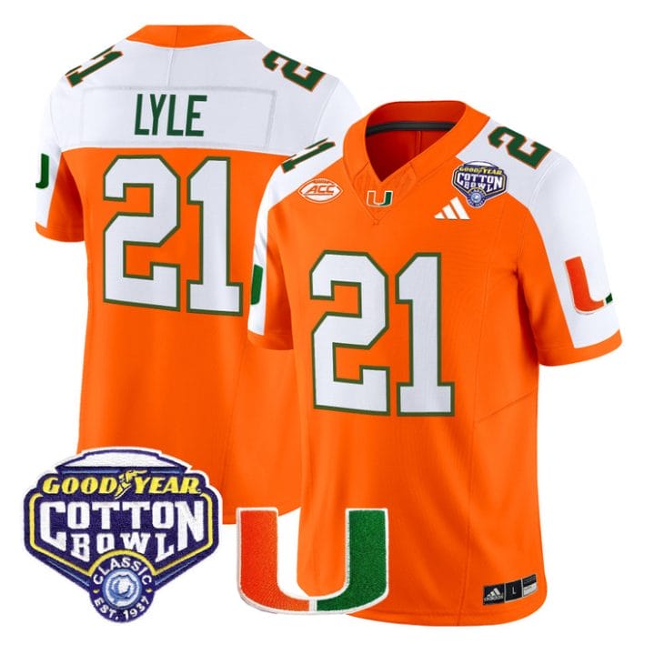 Jordan Lyle Jersey #21 Miami Hurricanes 2025 Cotton Bowl Patch Stitched - Image 3