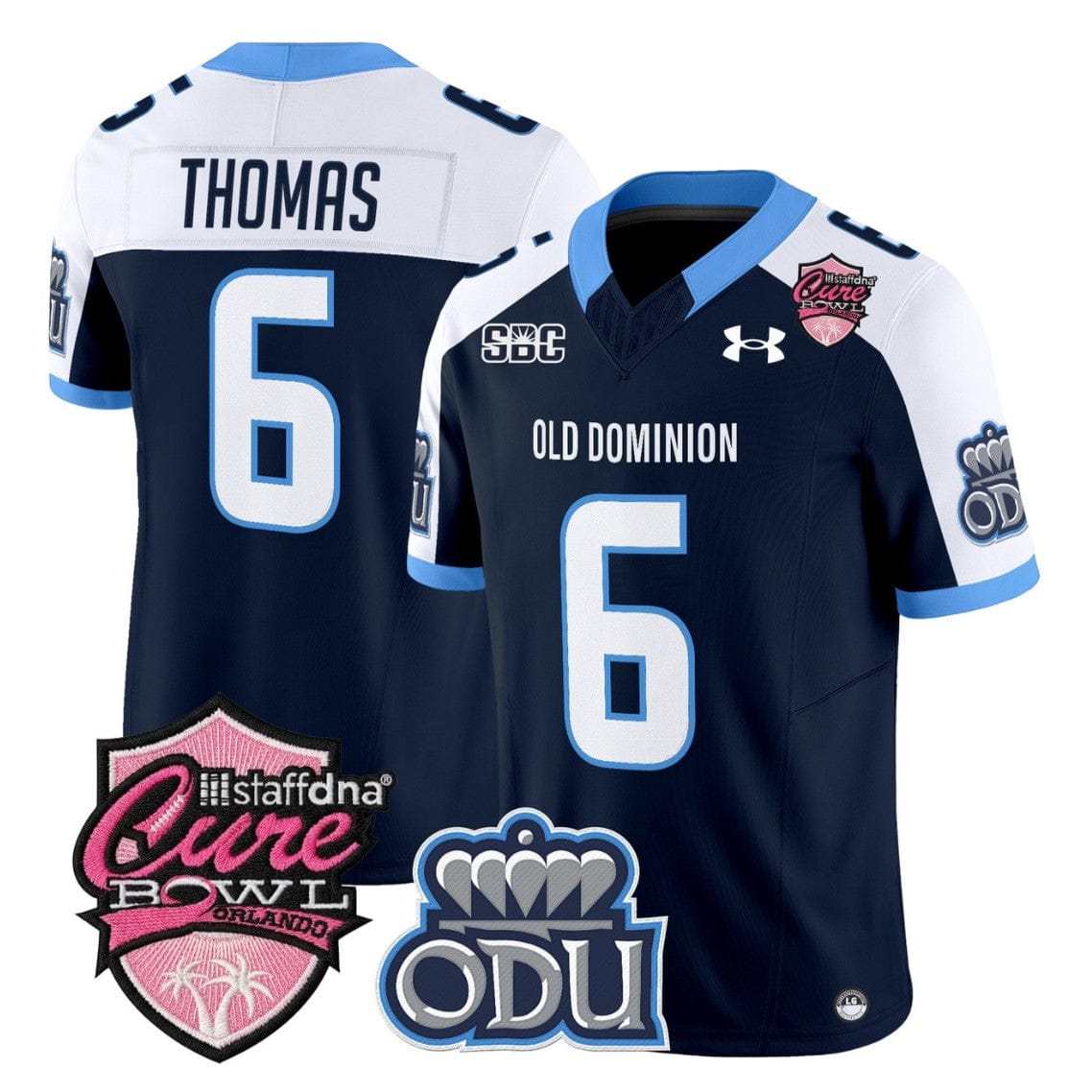 Alternative view of Ja'Cory Thomas Jersey #6 Old Dominion Monarchs 2025 Cure Bowl Stitched