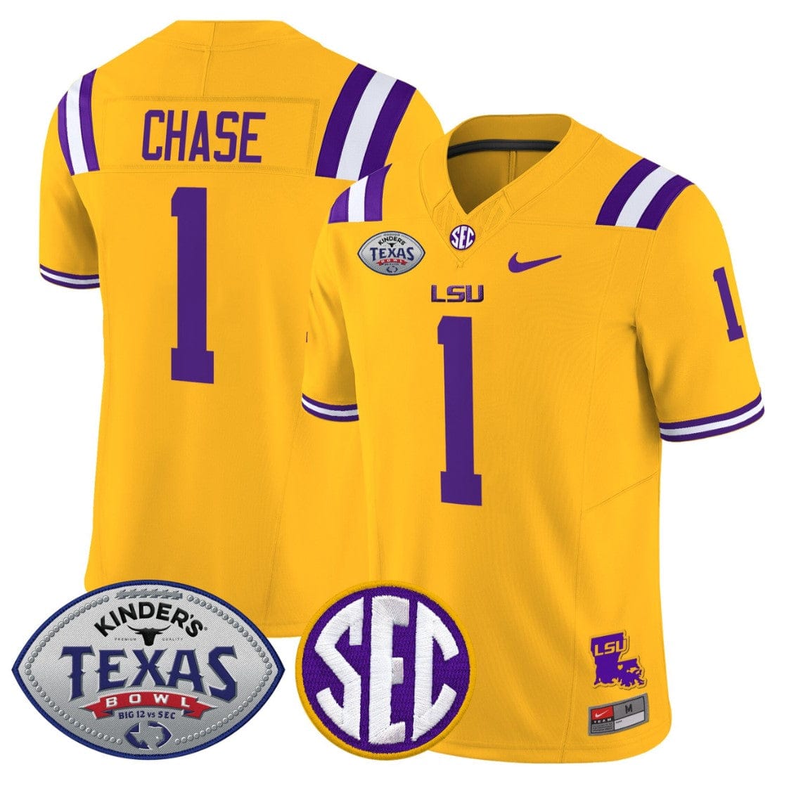 Alternative view of Ja'Marr Chase Jersey #1 LSU Tigers 2025 Texas Bowl Limited Stitched