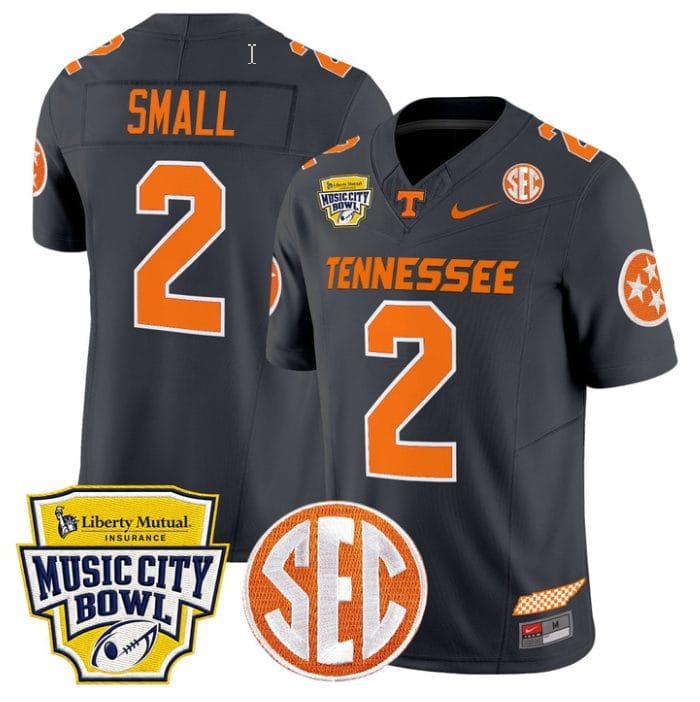 Alternative view of Jabari Small Jersey #2 Tennessee Vols 2025 Music City Bowl Stitched