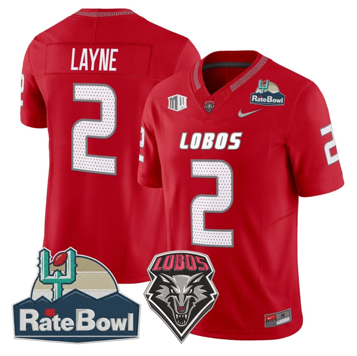 Alternative view of Jack Layne Jersey #2 New Mexico Lobos 2025 Rate Bowl Stitched