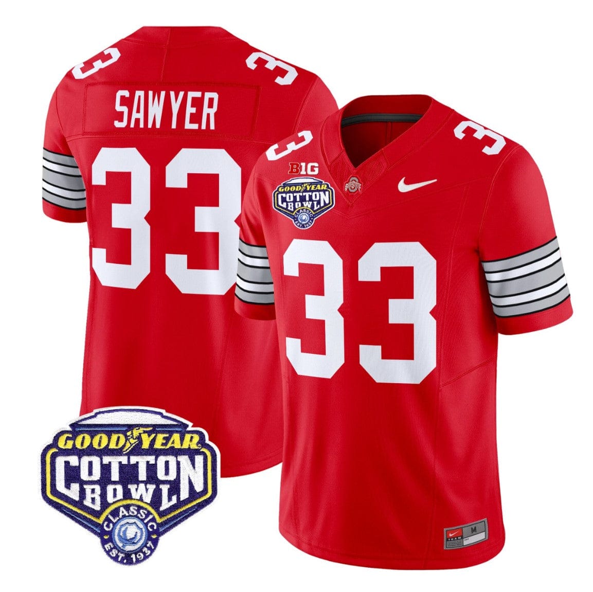 Jack Sawyer Jersey #33 Ohio State Heritage Stripe 2025 Cotton Bowl Stitched - Image 3