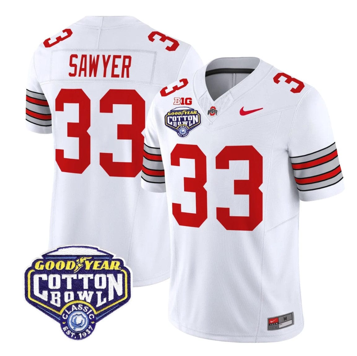 Jack Sawyer Jersey #33 Ohio State Heritage Stripe 2025 Cotton Bowl Stitched - Image 4