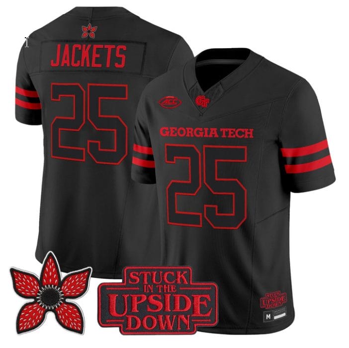 Jackets Jersey #25 Georgia Tech Yellow Jackets Stranger Things Edition Stitched
