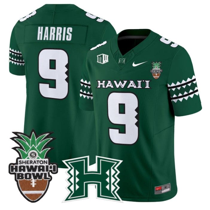 Jackson Harris Jersey #9 Hawai'i Rainbow 2025 Hawai'i Bowl Stitched - Image 3