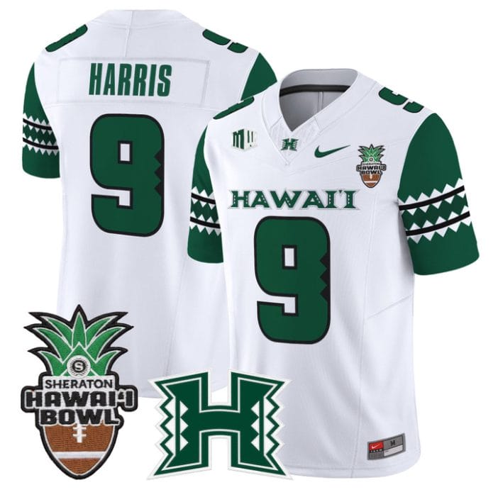 Jackson Harris Jersey #9 Hawai'i Rainbow 2025 Hawai'i Bowl Stitched - Image 4