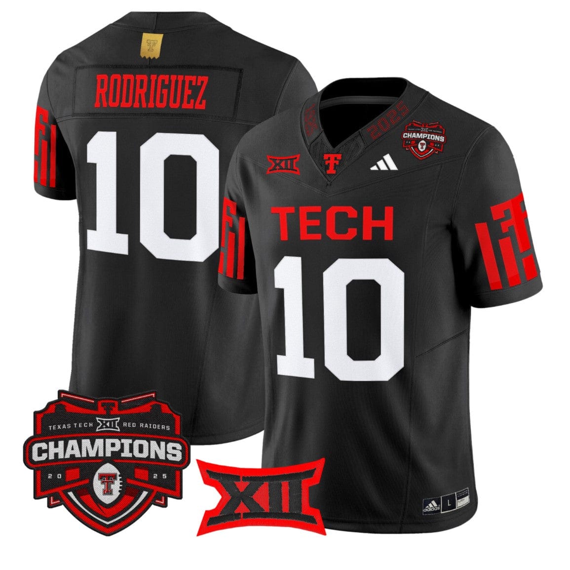 Jacob Rodriguez Jersey #10 Texas Tech 2025 Big 12 Champions Stitched