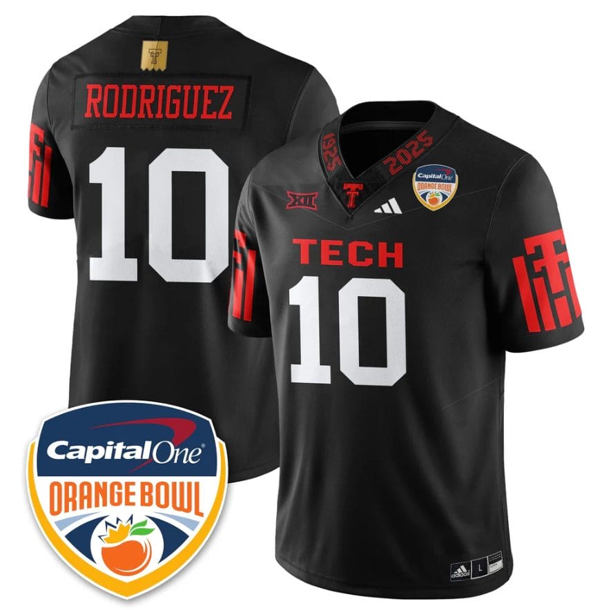 Jacob Rodriguez Jersey #10 Texas Tech Red Raiders Orange Bowl Stitched