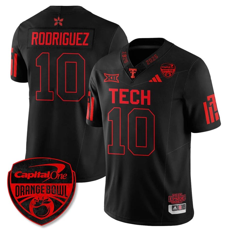 Alternative view of Jacob Rodriguez Jersey #10 Texas Tech Red Raiders Stranger Things Orange Bowl Stitched