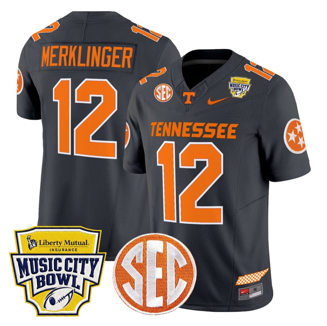 Jake Merklinger Jersey #12 Tennessee Vols 2025 Music City Bowl Limited Stitched - Image 4