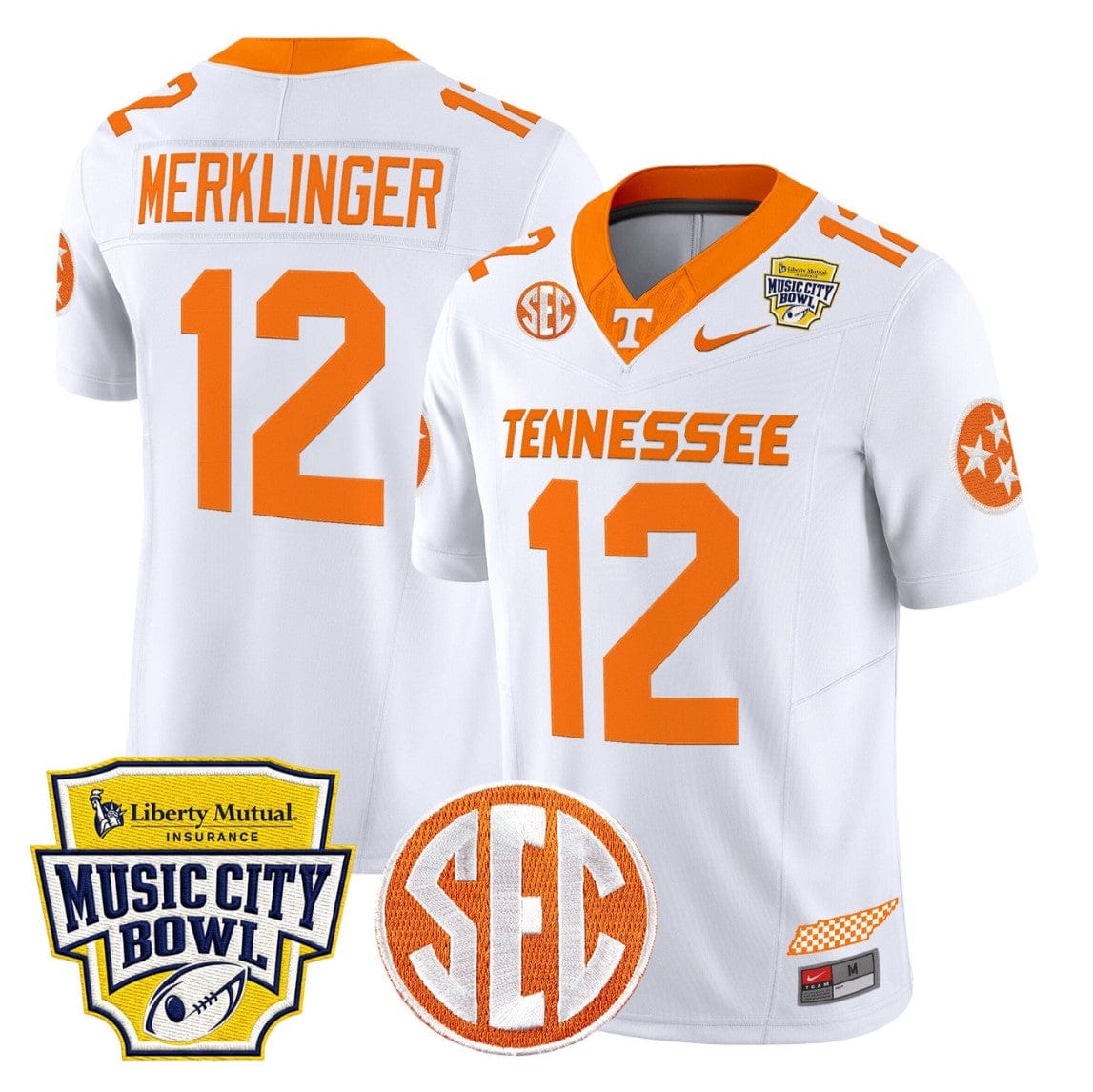 Jake Merklinger Jersey #12 Tennessee Vols 2025 Music City Bowl Limited Stitched - Image 5