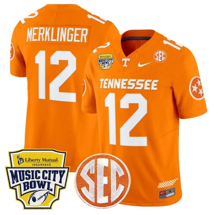 Jake Merklinger Jersey #12 Tennessee Vols 2025 Music City Bowl Stitched - Image 4