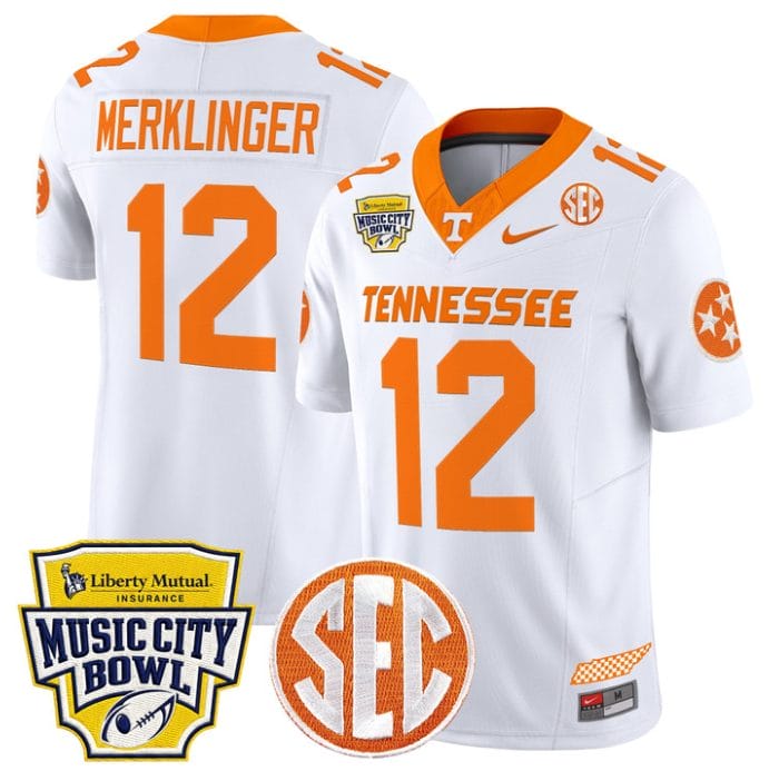 Jake Merklinger Jersey #12 Tennessee Vols 2025 Music City Bowl Stitched - Image 5