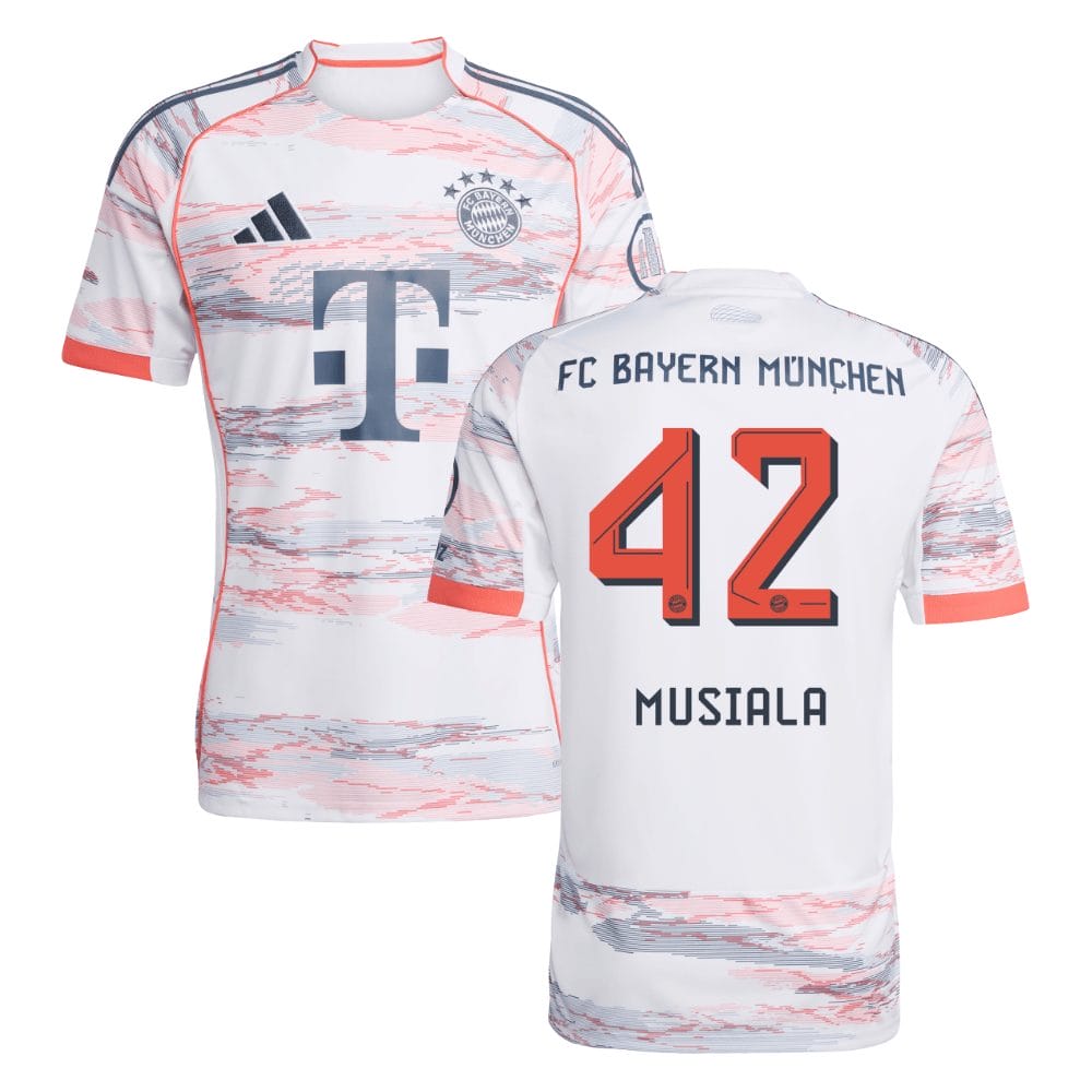Jamal Musiala #42 Bayern Munich 2025-26 Away Men Jersey – White