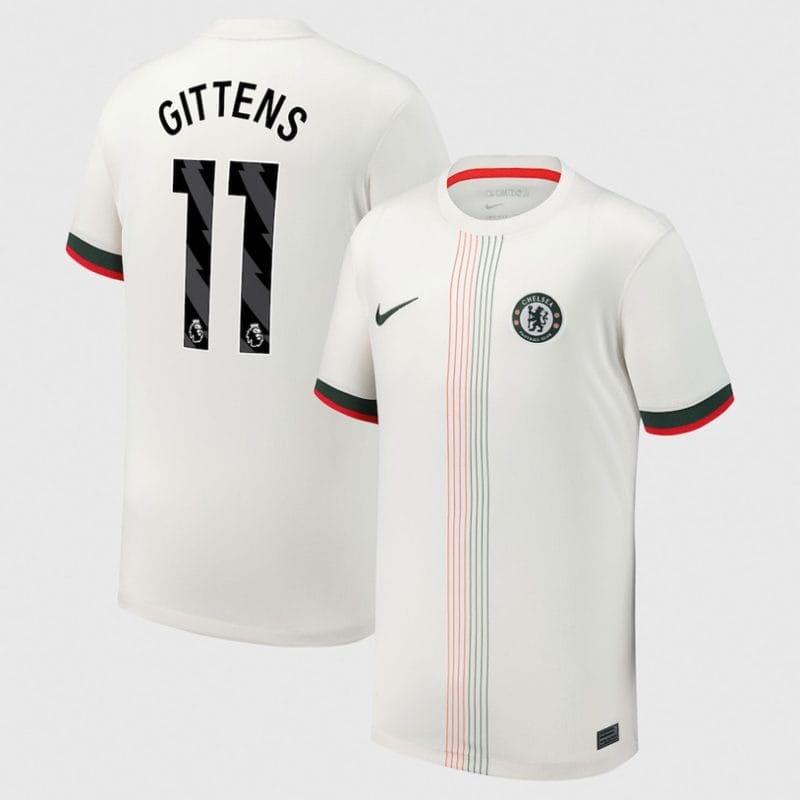 Jamie Gittens #11 Chelsea 2025-26 Away Match Jersey – White