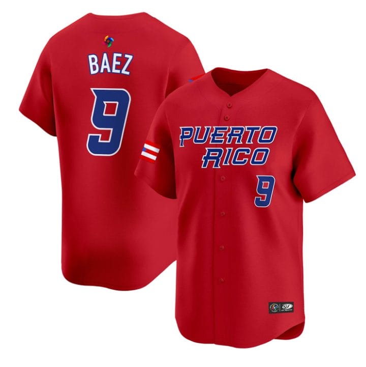 Javier Baez Jersey #9 Puerto Rico Baseball Classic 2026 Roster Stitched