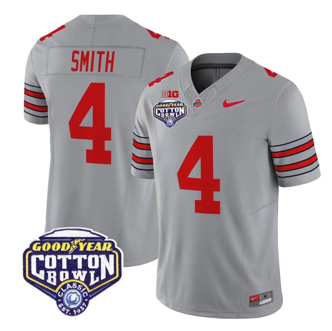 Alternative view of Jeremiah Smith Jersey #4 Ohio State Heritage Stripe 2025 Cotton Bowl Stitched