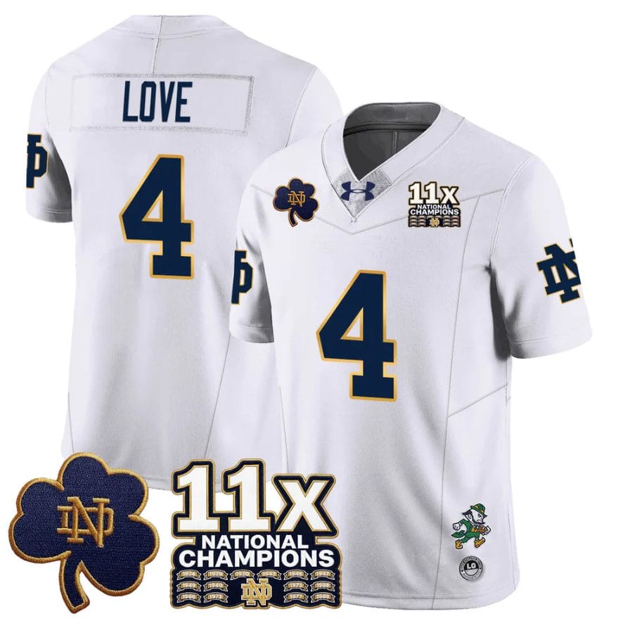 Jeremiyah Love Jersey #4 Notre Dame 11x-Time National Champions Stitched - Image 5