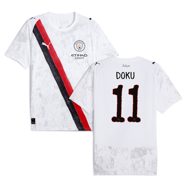 Jeremy Doku 11 Manchester City 2025-26 Match Jersey – White