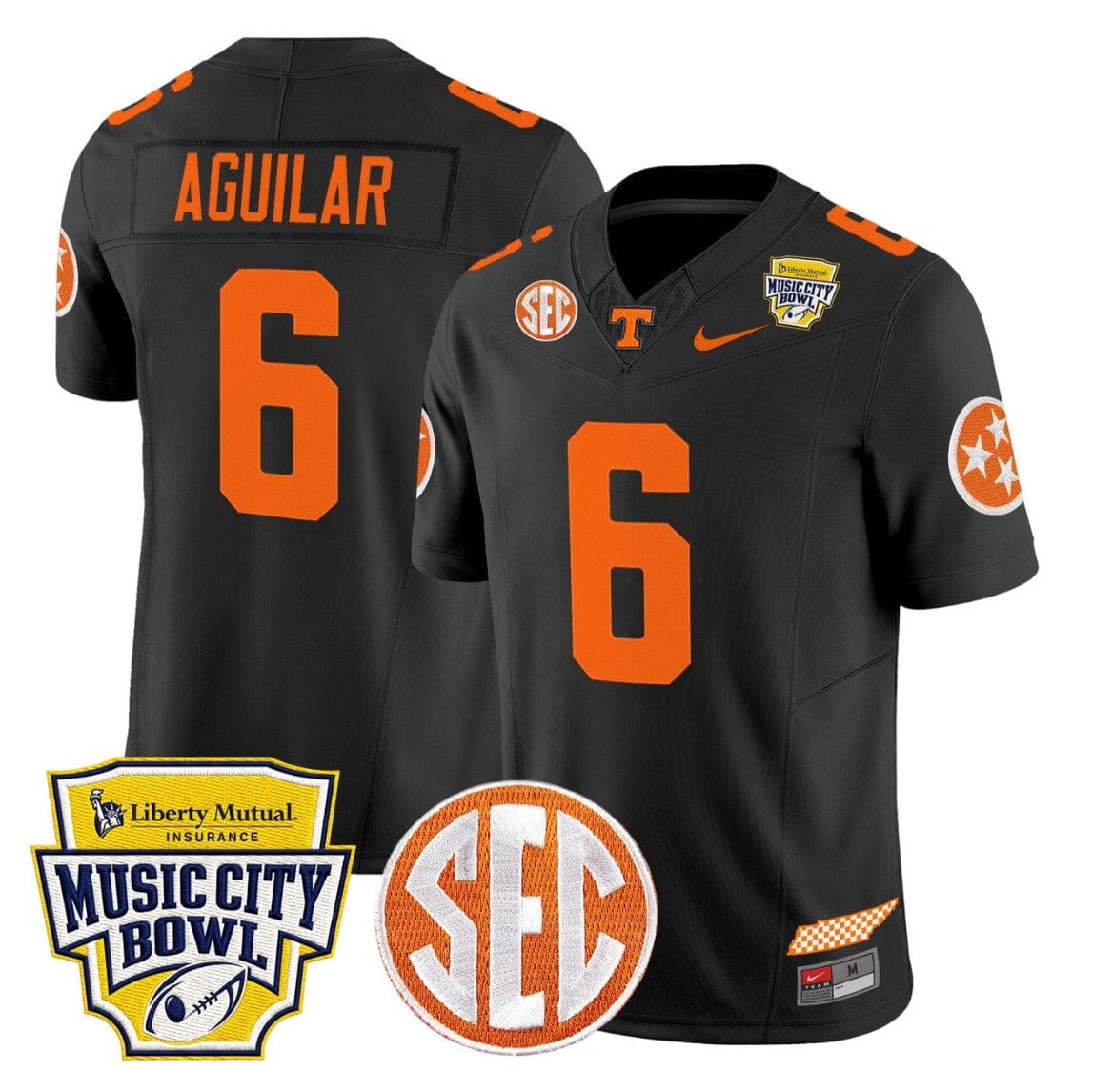 Joey Aguilar Jersey #6 Tennessee Vols 2025 Music City Bowl Stitched - Image 3