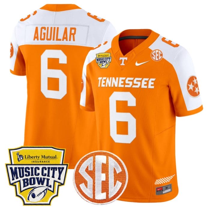Joey Aguilar Jersey #6 Tennessee Vols 2025 Music City Bowl Stitched - Image 3
