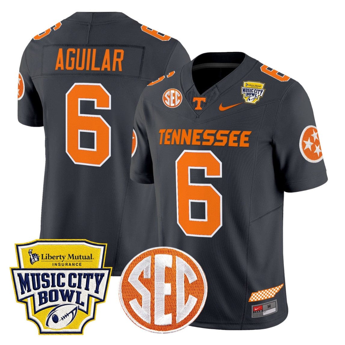 Joey Aguilar Jersey #6 Tennessee Vols 2025 Music City Bowl Stitched - Image 4