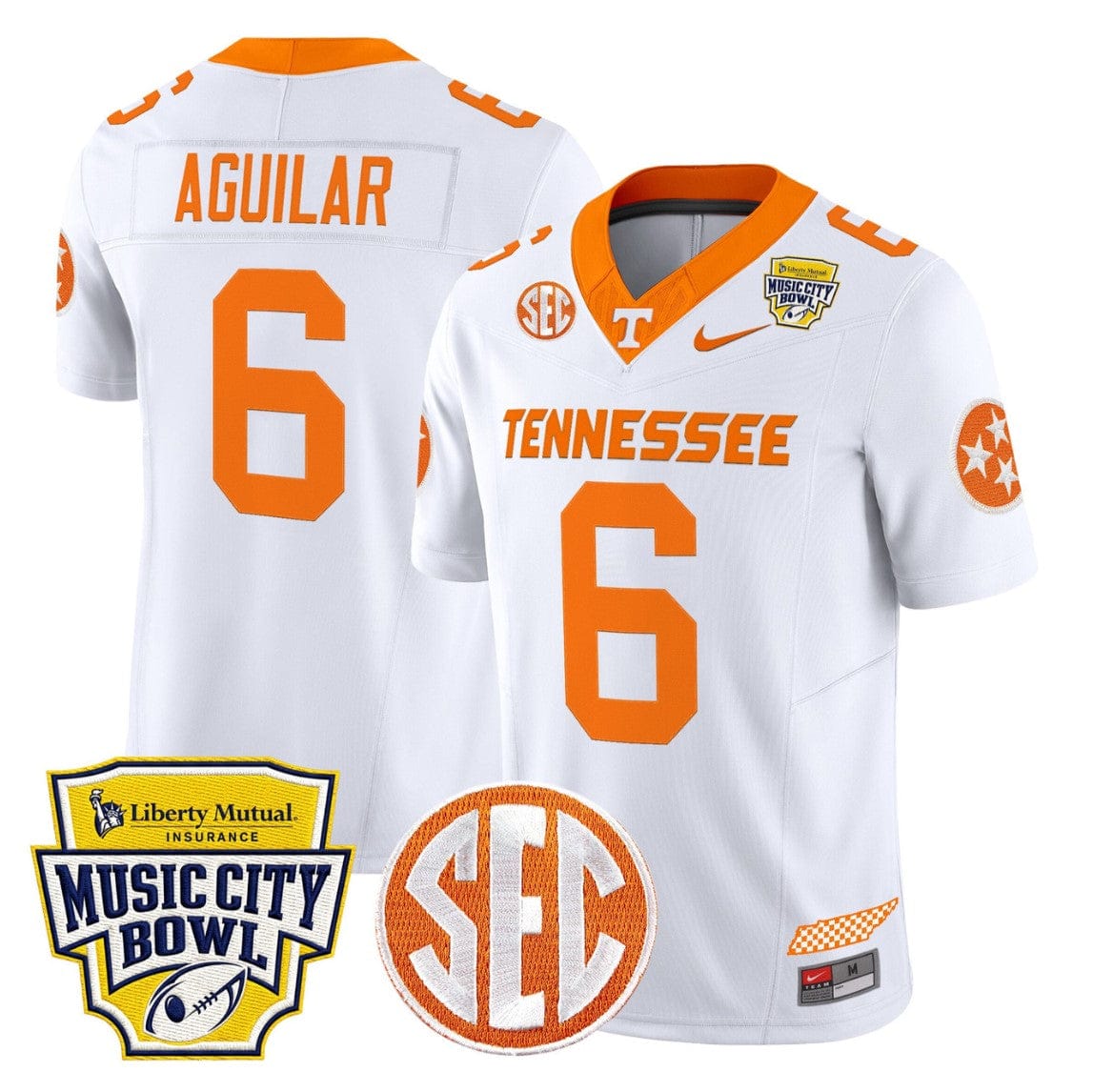 Joey Aguilar Jersey #6 Tennessee Vols 2025 Music City Bowl Stitched - Image 5